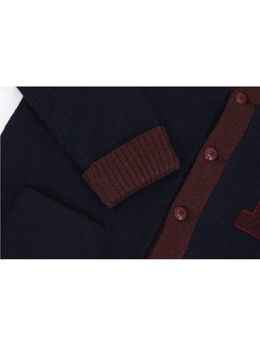 Polo by Ralph Lauren Navy Cardigan with Burgundy Trim and 'P' Patch